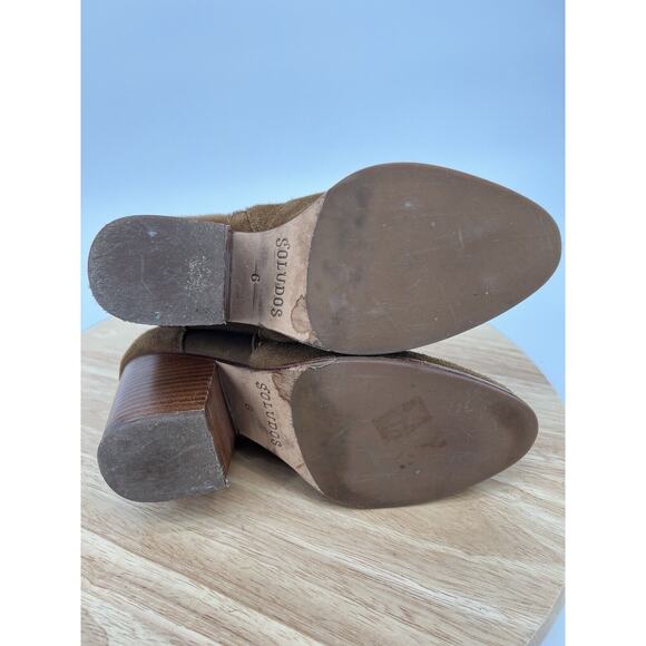 Soludos Suede Block Heel Brown Booties Round Toe Women’s 6 - Picture 12 of 14